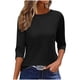 thumbnail image 3 of Camisas para mujer,Camiseta estampada para mujer, blusa de manga 3/4, cuello redondo, informal, de imitación de tela, ideal para el hogar y el uso diario, sopatenor, 3 of 9