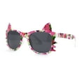 thumbnail image 2 of Kids Child Size Cat Eye Glitter Horn Rim Whiskers Plastic Sunglasses Dark Flower Pattern, 2 of 4