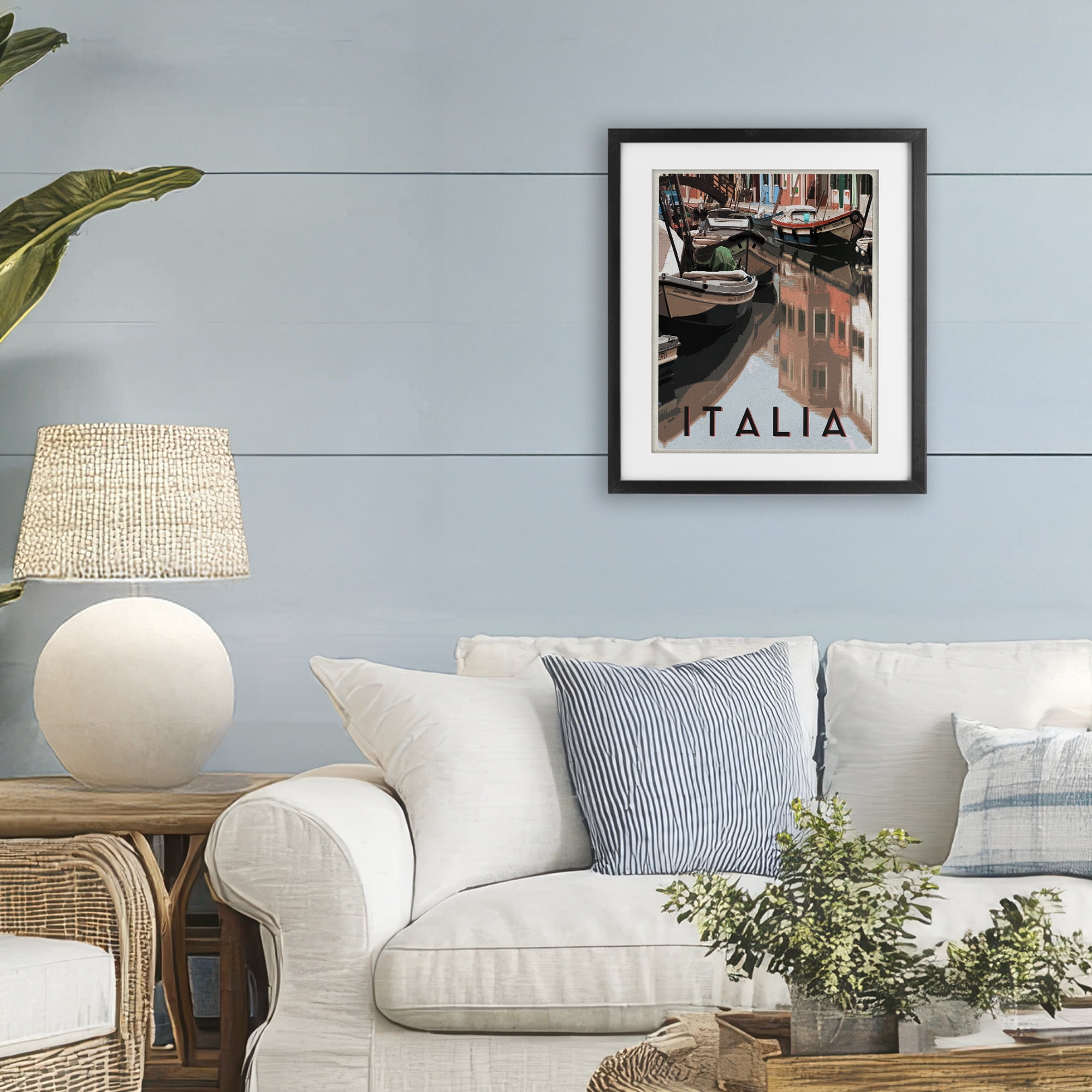 Stupell Industries Italia Canal Poster Black Framed Print Under Glass, design by Shelley Lake