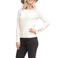 thumbnail image 4 of Doublju Women's Round Neck Long Sleeve Soft Knit Pullover Sweater with Sleeve Buttons, 4 of 5