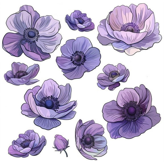 Purple Anemone Flower Car Sticker. Waterproof Vinyl Floral Decal for Cars, Bumpers, Trunk and More.  Aesthetic Wildflower Weatherproof Sticker