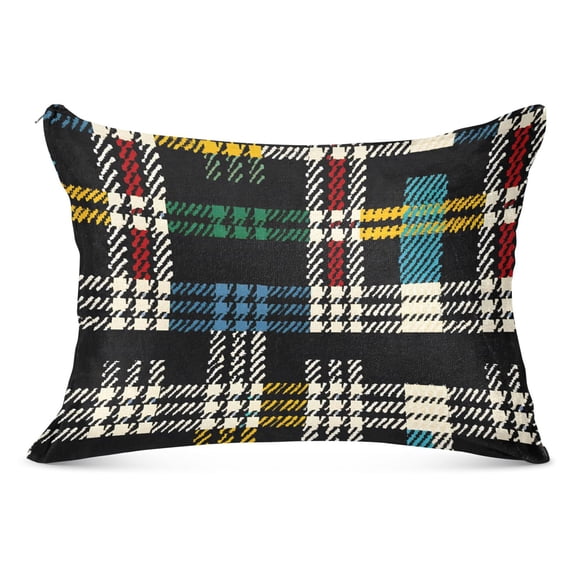 Multicolored Scottish Tartan Plush Pillow Cases Standard Size Ultra Soft Warm Pillowcases with Zipper 20"x26"