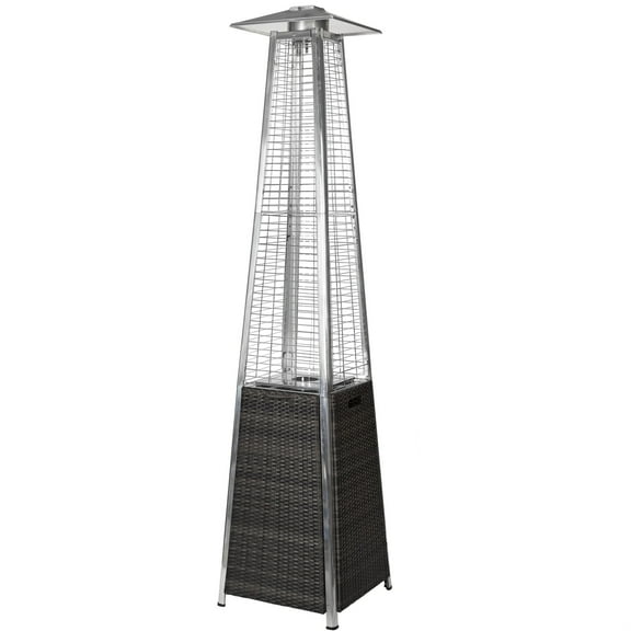 Tower Flame Heater - Wicker Black & Grey