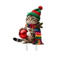 thumbnail image 2 of Interesting Xmas Cat Garden Ground Stake Adornment Colorful Insert Art Xmas Outdoor Ornamentation For Yard Metal Holder for Phone Chalk Sticks Succulent Seasonal Garden Flags for outside Gardening, 2 of 4