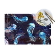 thumbnail image 4 of LNWH Abstract Watercolor Jellyfish Pattern Placemats, 6 PCS Heat Resistant Washable PVC Table Mats, 18"x12", 4 of 6