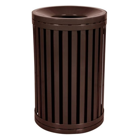 Outdoor Trash Receptacle - Ex-Cell Kaiser SCTP-40 COF 45 Gallon Streetscape Classic Outdoor Trash Receptacle with Swing Door, Brown