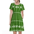 thumbnail image 1 of Fotbe Robe Motif Terrain de Football Américain 2 Décontractée Mode Femme Manches Courtes Robe Maxi Robe T-Shirt Rayée Longue à Blocs de Couleur, 1 of 6