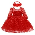 thumbnail image 1 of Baby Girls Butterfly Mesh Long Sleeve Princess Dress & Headband Set, 1 of 3