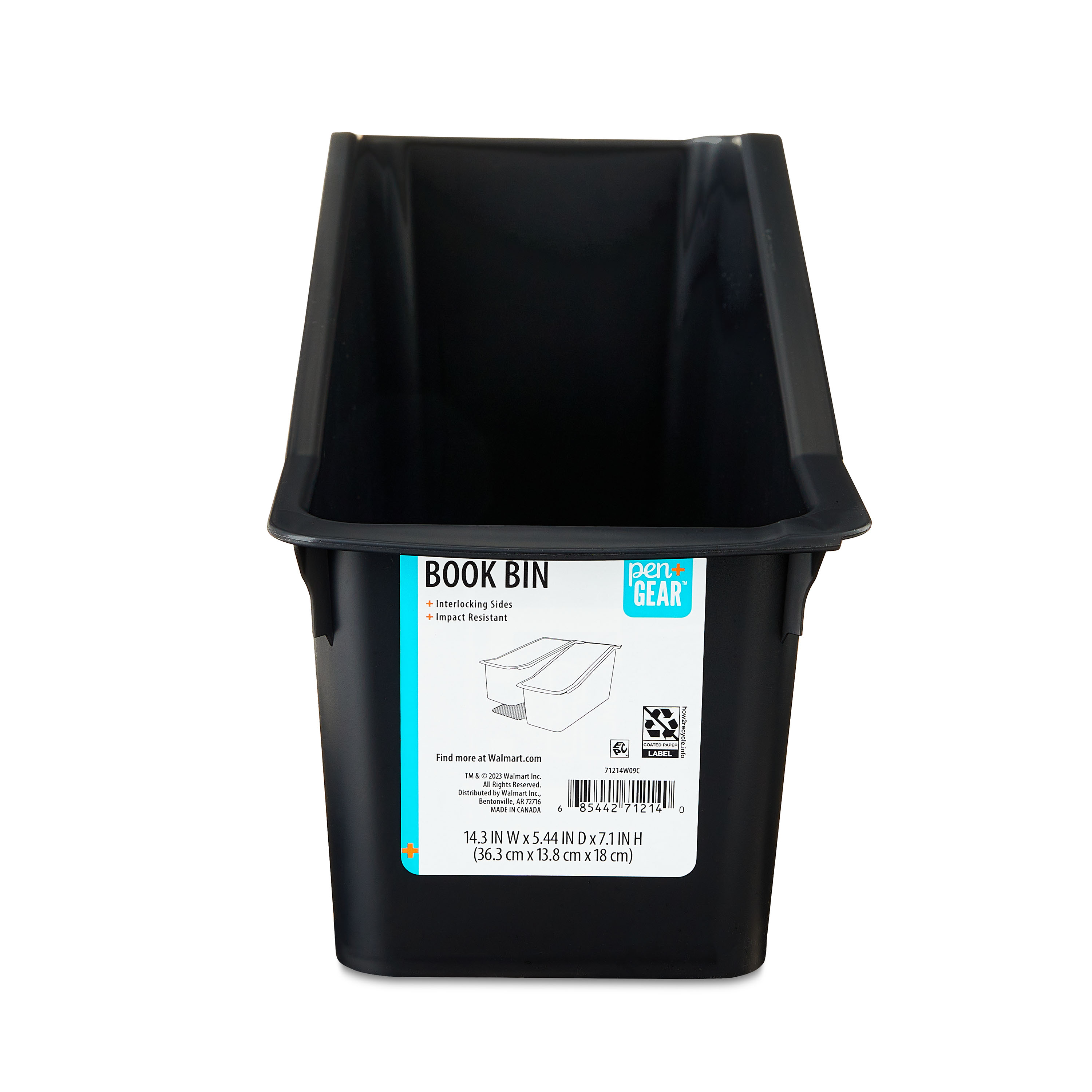 Pen+Gear Book Bin, 14.3 x 5.44 x 7.1 in, Black