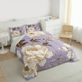 thumbnail image 4 of Manfei Country Flower Floral Queen Comforter Set,Rustic Farmhouse Cabin Bedding Sets,Beige Purple Brown Bedding Comforter Set For Girls,Luxury Bedroom Decor Reversible,3-Piece, 4 of 9
