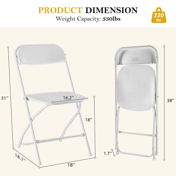 CONCETTA Plastic Folding Chair Set of 6, 330LB Load Capacity Lightweight for Indoor/Outdoor, White CONCETTA Plastic Folding Chair Set of 6, 330LB Load Capacity Lightweight for Indoor/Outdoor, White - Image 3