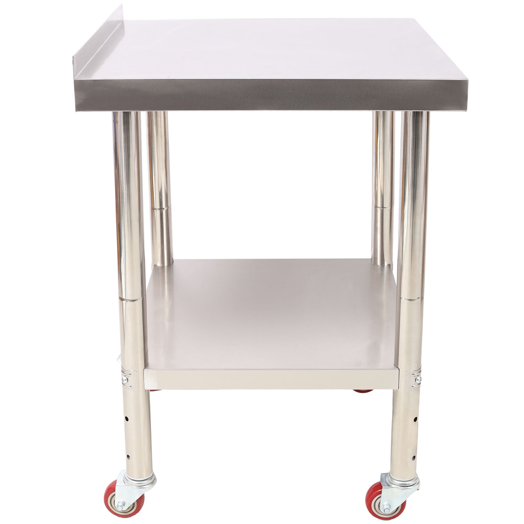 S-HOME Heavy Duty Stainless Steel Prep Table 24 x 24 x 35-1/2 Inch  with Backsplash Adjustable Undershelf & 4 Casters for Kitchens