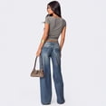 thumbnail image 4 of Women's Low-Rise Ultra Wide Leg Jeans, Vintage Wash Denim Pants, 4 of 6