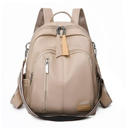 Women's Contrast Color Faux Leather Backpack Lightweight Backpack, Waterproof Commuter Backpack