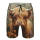 thumbnail image 3 of Balery Cute Floral Cow Traje de Baño Estilo Hawaiano para Hombre, Shorts de Secado Rápido con Bolsillos-Large, 3 of 6