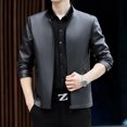 thumbnail image 3 of Ropa genuina de cuero para hombre, abrigo de piel de oveja, novedad de 2024, chaqueta corta de motociclista con cuello alto, ropa de otoño, 3 of 4