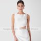 thumbnail image 5 of Vestido Midi recto a medida para mujer, traje de satén blanco con horquilla lateral, cuello redondo, para fiesta de boda, 2024, 5 of 5
