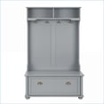 thumbnail image 2 of Entryway Hall Tree with Shoe Rack Bench, Coat Hooks & Open Shelves | Modern Classic Gray | MDF | Coat Racks, 2 of 20