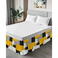 thumbnail image 4 of Black Yellow Patchwork Bed Skirt California King Size 16&nbsp;Inch Drop, Geometric Abstract Art Wrap Around Dust Ruffle Bedskirts, Wrinkle & Fade Resistant Easy Fit Bedskirt with Adjustable Elastic, 4 of 8