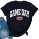 thumbnail image 2 of Karight Football Shirts for Women Game Day T Shirts Football Outfits Funny Graphic Tee Casual Short Sleeve Tee Shirts, 2 of 4