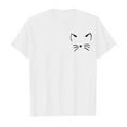 thumbnail image 4 of Little Girls Shirts Size 6-8 Crewneck Short Sleeved Cute Cartoon Print T-Shirt Soft Comfy Cotton Summer Clothes(Cat, White, 5-6 Years), 4 of 4