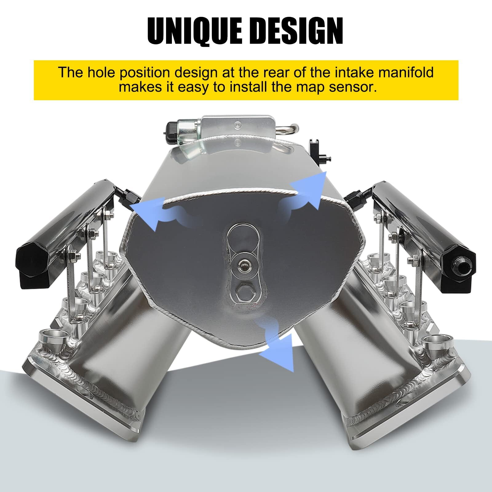 102mm Intake Manifold with Fuel Rails Throttle Body for Chevrolet Chevy GMC Pontiac LS LS1 LS2 LS6 (Silver)