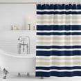 thumbnail image 4 of Navy Blue Khaki Striped Waterproof Fabric Shower Curtain,Gradient Horizontal Lines Waterproof Fabric Shower Curtain for Bathroom Curtains Bathtubs Hotel Shower Curtains with 12 Hooks Long 72x78in, 4 of 8