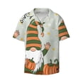 thumbnail image 3 of Cauagu Gnome Holding A Pumpkin Men's Short Sleeve Button Down Hawaiian Shirt for Men Bowling Shirts Casual Summer Beach Shirt,Small, 3 of 6