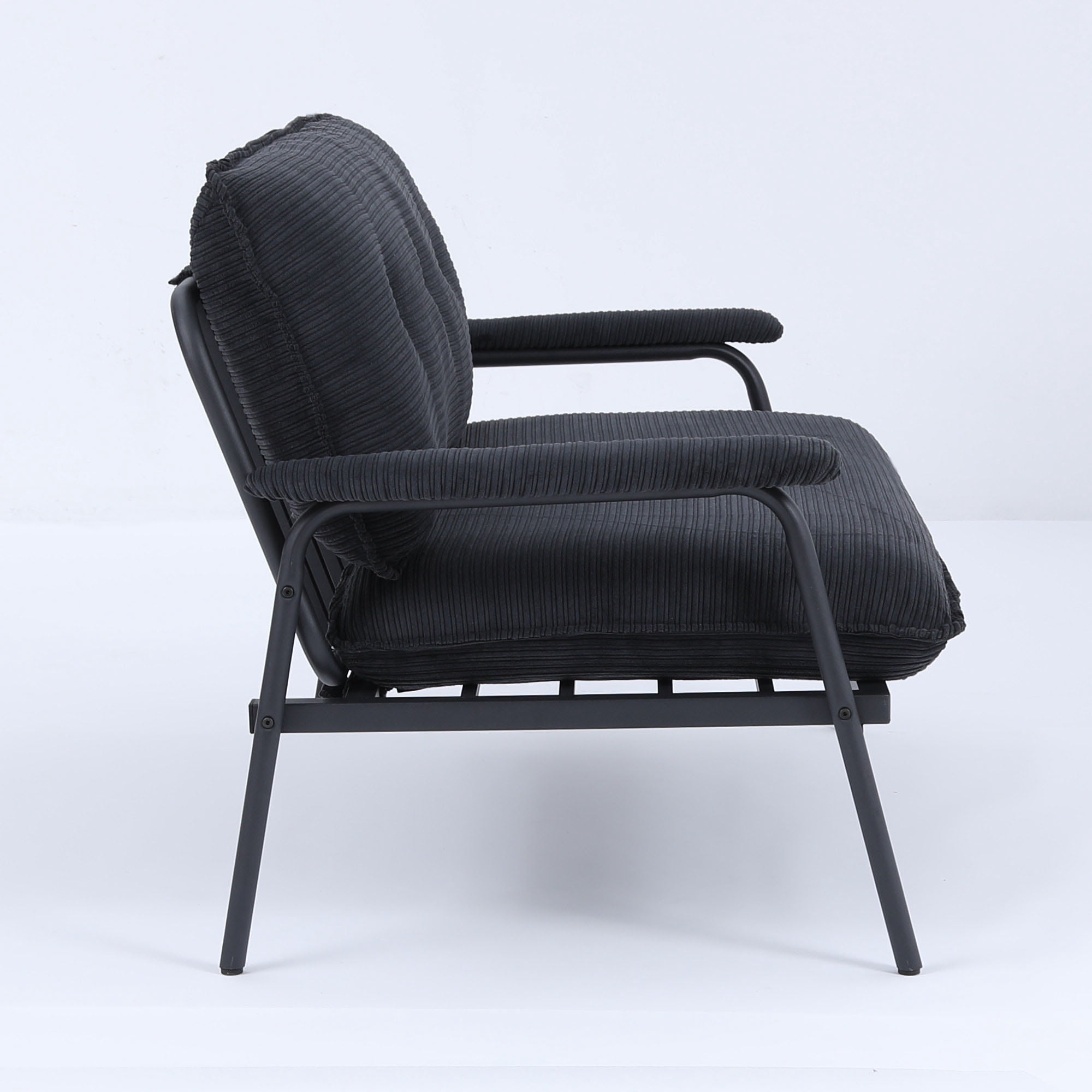 Gewnee 53'' Corduroy Loveseat Couch,Modern Soft Cushion Fabric Sofa with Metal Frame,2-Seater for Small Apartment.Black