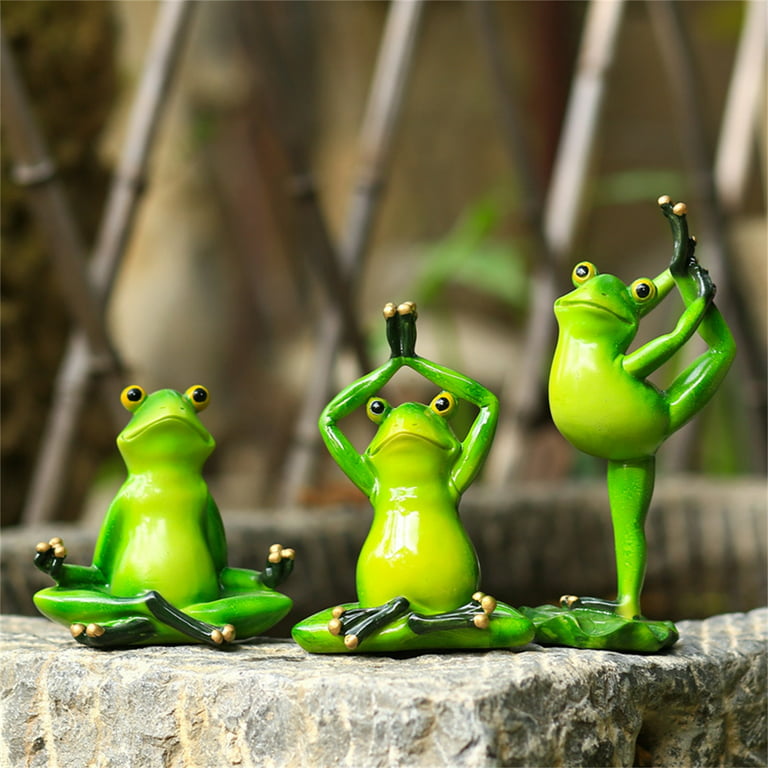 Wooden Frog Figurine, Fishing Animal Staue, Funny Toad Statue 