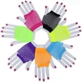 thumbnail image 2 of SUTENGDA 1Pair Fishnet Gloves  Mesh Gloves  Nylon Fingerless Stretchy Breathable Short Gloves Fit Most Hand Sizes  Classic 80‘S Style Mesh Gloves for Weddings or Parties  Black, 2 of 7