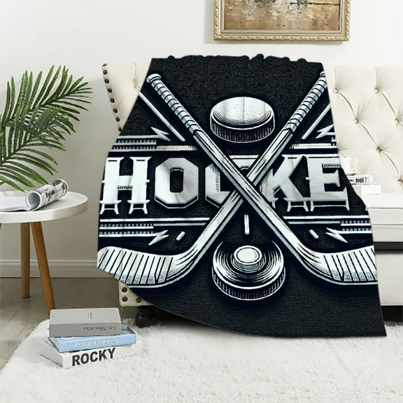 Orinice Hockey Sticks Puck Theme Blanket Soft Fleece Throw Blanket for All Seasons, Lightweight Sofa Decor Cow Gifts Blanket, Multiple Sizes Available 40x50in