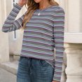 thumbnail image 5 of thefmos Women Plus Size Crewneck Long Sleeve Striped Pullover Tops Fall Winter Casual Blouses Striped Tee Loose Fit Tunic Shirt, Gray 2XL, 5 of 7
