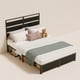 thumbnail image 1 of VERDALAY Cama de matrimonio de 192 cm x 140 cm con estructura industrial de madera y metal, cajones de almacenamiento debajo de la cama, sin necesidad de somier, color negro, 1 of 16