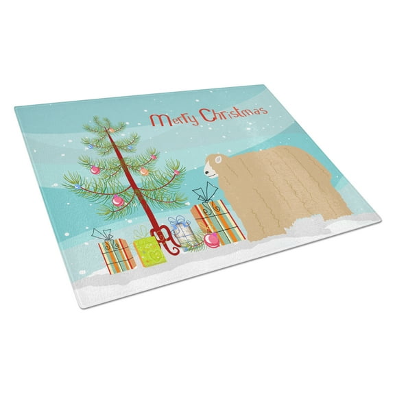 Caroline's Treasures Lincoln Longwool Sheep Christmas Glass Cutting Board Large