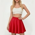 thumbnail image 4 of SOMER Red Mini Skirt, Comfy Mini Skirts for Women High Waist Casual, A-Line Summer Fall Women’s Basic Stretch Flared Versatile Skirt 2025, 4 of 6
