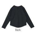 thumbnail image 5 of Olyvenn Women's T-Shirts Long Sleeve Casual Solid Crew Neck Fall Fashion Bottoming Home Solid Cotton Office Lady Tops Black XXXL, 5 of 7