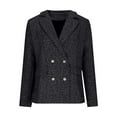 thumbnail image 3 of Womens Textured Blazer Fashion Lapel Coat Dressy Casual Loose Fit Long Sleeve Jackets Tweed Double - Breasted Blazer Jacket 2025 Trendy Work Office Suit, 3 of 6