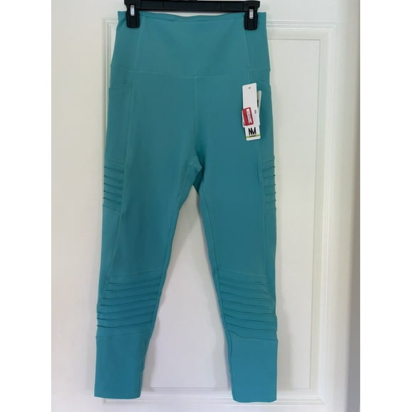 Nicole Miller Leggings Sport Taille Haute 7/8 Activewear Moto-Taille L en teal