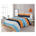 thumbnail image 2 of Full Size Comforter Set 3 Piece - Striped Navy Orange Gray - Kids Teens Bedding with Shams, 2 of 2
