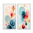 thumbnail image 2 of Designart "Blossoming Energy Retro Minimal Flower III" Abstract Painting Framed Wall Art Set Of 2 - Modern Blue Framed Canvas Set For Living Room Decor, 2 of 6