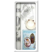 Baptism Candle Set for Boys Girls - Catholic - (Silver)