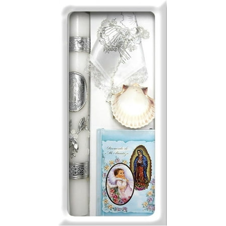 Baptism Candle Set for Boys Girls - Catholic - (Silver)