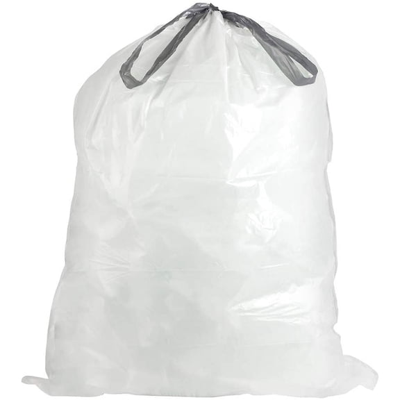 Plasticplace Custom Fit Trash Bags Compatible with simplehuman Code H (200 Count) Drawstring Garbage Bag 8-9 Gallon White Tear-Resistant Trash Liners for Kitchen Bathroom Office Recycling 18.5” x 28”