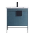 thumbnail image 2 of Fine Fixtures - Modern Blue 30" Bathroom Vanity Set, Black Matte Hardware, Vitreous China Sink Top, 2 of 5