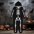 thumbnail image 4 of HJYCHN Suits Halloween Family Pajamas Family Pajamas Matching Sets Skeleton Print Hooded Zip Front Long Sleeve Full Length Homewear, 4 of 8