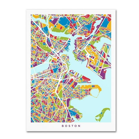 "Boston MA Street Map 2" Canvas Art by Michael Tompsett