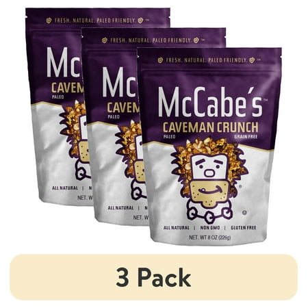 (3 pack) McCabe's Caveman Crunch Granola, Grain Free, Gluten Free, Almond Cashew, 8 oz