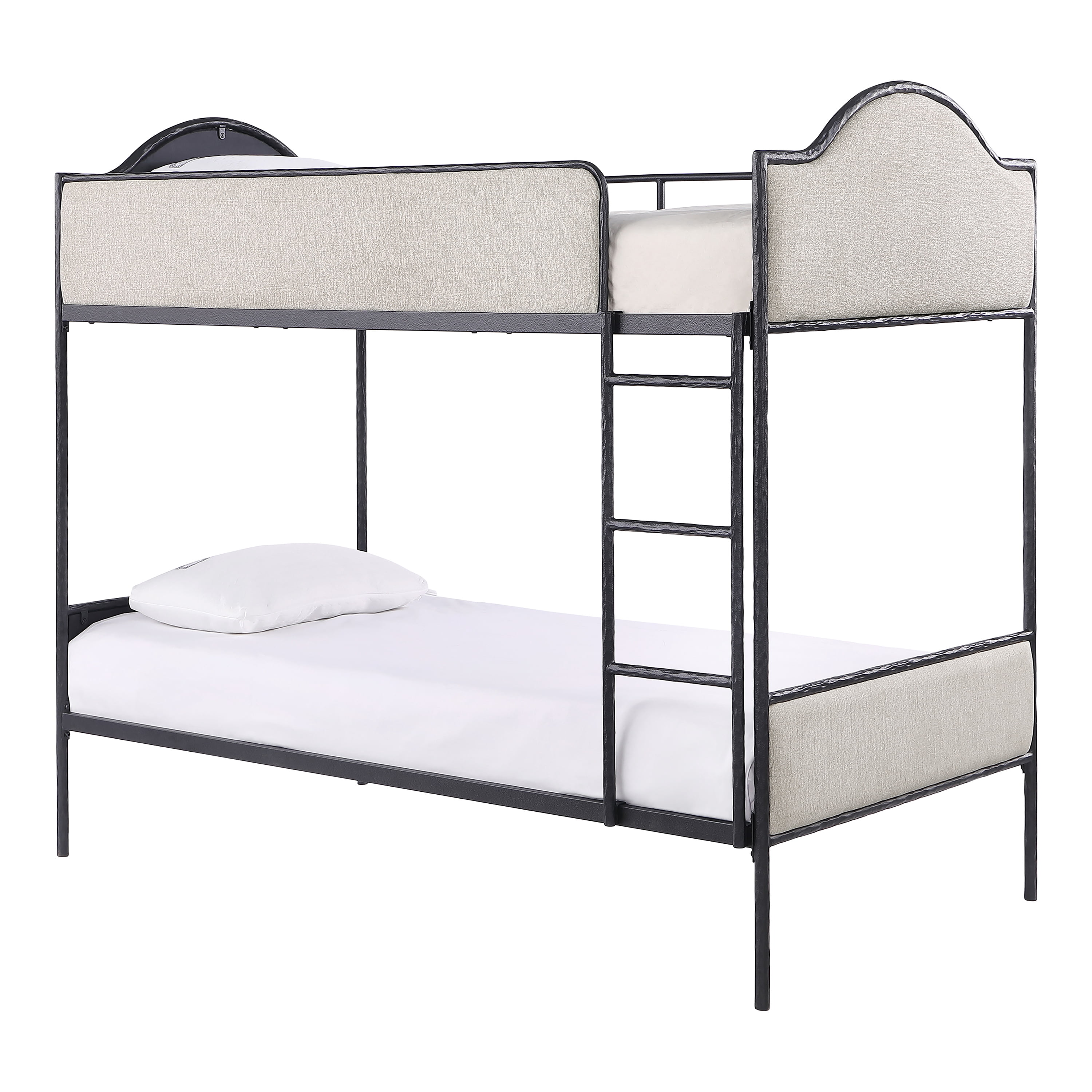 Furniture of America Rima Modern Kids Metal Twin over Twin Bunk Bed with Reversible Ladder, Black