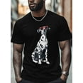 thumbnail image 4 of Dalmatian Dog Men's T Shirts Love Sunglasses T-Shirt for Men Animal Crew Neck Tees Cotton Tops, Black, S, 4 of 7